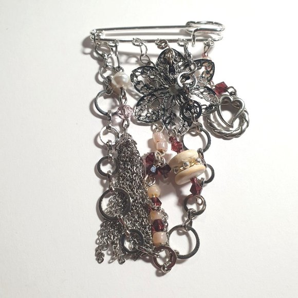 Handmade By Donovan Kilt Brooch Dangle Pin Artisan Upcycled Twice Loved - Picture 6 of 6